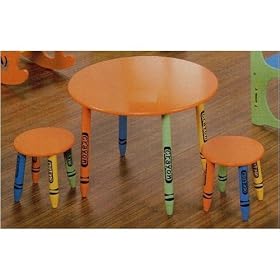 Children Crayon Pencil Style Table and 2 Chairs Set by AtHomeMart