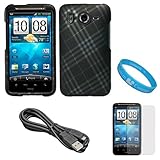 Matte Black with Silver Plaid Design Protective Rubberized Crystal Hard Cas ....