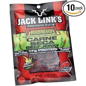 Jack Link’s Beef Jerky, Jalapeno Carne Seca, 1.5-Ounce Bags (Pack of 10)