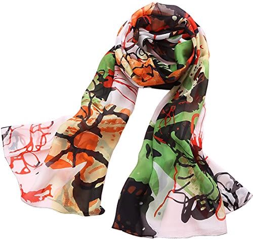YLSH, Happiness Coming, Green Elegant Luxury Fashion 100% Silk Scarf Classic Premium Vintage Shawl Wrap Art