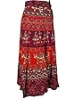 Womens Wraparound Skirt Maroon Red Animal Floral Print Wrap Skirts