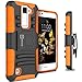 LG K8 Holster Case, LG Escape 3 Holster Case, CoverON® [Explorer Series] Holster Hybrid Armor Belt Clip Hard Phone Cover For LG K8 (K350N) / LG Escape 3 Case - Orange Neon