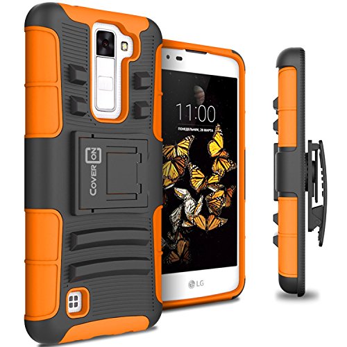 LG K8 Holster Case, LG Escape 3 Holster Case, CoverON® [Explorer Series] Holster Hybrid Armor Belt Clip Hard Phone Cover For LG K8 (K350N) / LG Escape 3 Case - Orange Neon