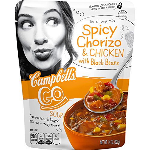 Campbell's Go Soup, Spicy Chorizo & Pulled Chicken with Black Beans, 14 Ounce (Pack of 8)
