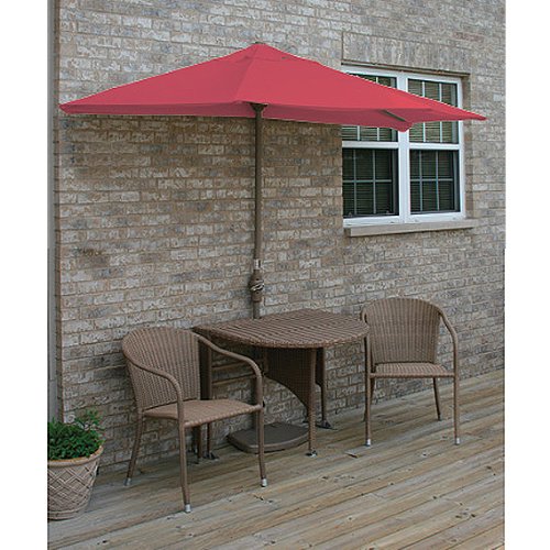 Terrace Mates Genevieve All-Weather Wicker in Coffee 7.5 Ft. Red Sunbrella Set (Red / Rich Coffee) (See Description)