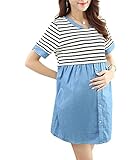 SANSEIJH マタニティ ウェア ワンピース 半袖 ボーダー柄 妊婦 産前 産後 夏秋 ゆったり 可愛い