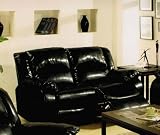 Recliner Loveseat Sofa in Black Bycast Leather