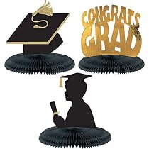 Graduation 3 1/2in Centerpieces with Mini Male Silhouettes 3ct