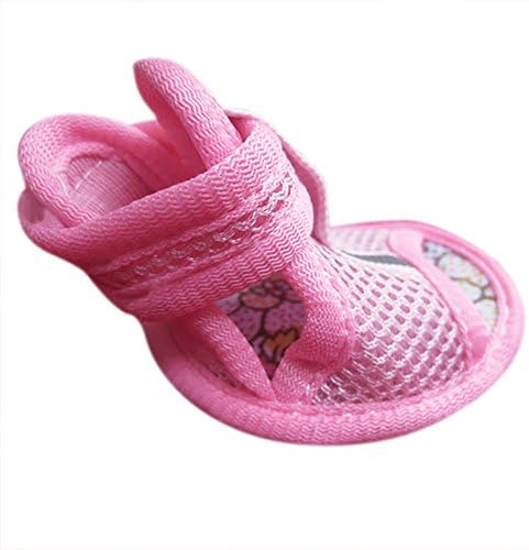 YIMEIMEI 4PCS Dogs Shoes Small Pet Summer Mesh Sandals Boots Pink XS