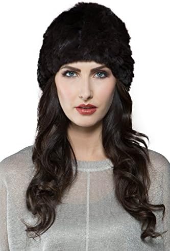 Glamourpuss NYC Women's 'The Slouch' Chocolate Rex Rabbit Fur Hat OSFM Brown