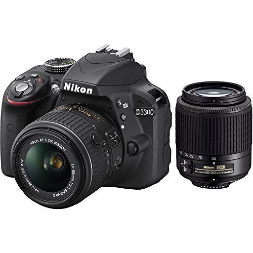 Nikon D3300 24.2 MP CMOS Digital SLR with AF-S DX NIKKOR 18-55mm f/3.5-5.6G VR II Zoom Lens andAF-S DX NIKKOR 55-200mm f/4-5.6G ED VR II Lens – Factory Refurbished (Certified Refurbished)