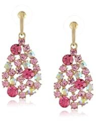 Betsey Johnson "Pink & Gold Boost" Pave Crystal Teardrop Earrings