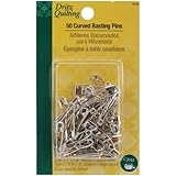 Dritz Quilting Curved Basting Pins, Size 1, 50 Count, Steel