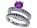 2.05 cttw Sterling Silver 14K White Gold Plated Genuine Round Amethyst Wedding Set - Gold Plated Silver