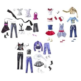 Barbie - Fashion Fever - Lot's of Looks! Red + Pink + Green Fashion Clothes - 2007 Mattel by Barbie