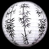 White with Black Bamboo Garden Lantern 16 Inch Diameter