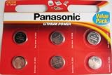 Panasonic CR2032 Battery Lithium cr-2032 3V Coin Cell pack of 6 batteries"panasonic brand name batteries" exp. date 2022