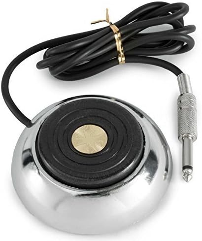 Round Gem Style Tattoo Foot Pedal 360 Degree Switch w/ 5' Cord - Chrome by AmeriVolt