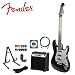 Fender Electric Stratocaster Guitar Kit with Amp, Strap, Stand, Strings, Tuner, Cable and Pick Sampler