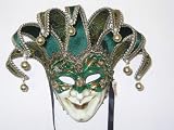 Venetian Joker Carnival Masquerade Mask/Green with Music