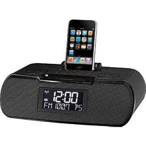 Sangean RCR-10 Black AM/FM-RDS Atomic Clock Radio with iPod Dock