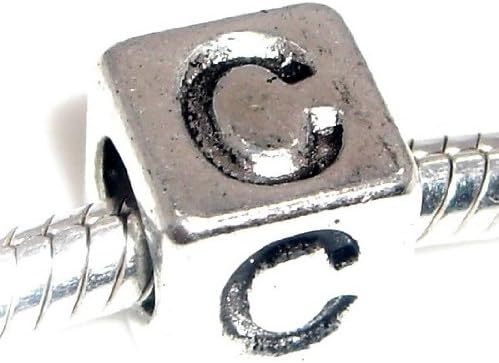 Pro Jewelry Alphabet Beads A-Z Letter Block Charm Bead for Snake Chain Charm Bracelets (C)