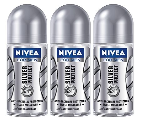 Nivea for Men Silver Protect Deodorant Roll-on 50 ml (3-Pack)
