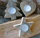 3-TLG TEELICHTHALTER WEIHNACHTEN STERN TANNENBAUM HERZ HOLZ