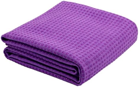 Yoga Era Premium Yoga Towel, Mat Size Non-slip, Super Absorbent. Thrive on Wellness Premium Towel Mat - 72"x25" Extra Long/wide, Safe Washable Microfiber Surface Above Superior Silicon Silicone Gel Granul Dots with Best Grip for Hot Yoga, Pilates or High Sweat Exercise, Free of Pvc, Non-toxic, Travel Friendly (Purple)