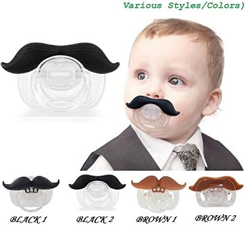 The Best Mustache Pacifier For Baby With High Quality (Various Styles / Colors) - A Funny Toys And Good Night's Sleep With Brown & Black Cute Pacifier For Newborn, Toddler, Boys And Girls (From 0 - 3 months, 3 - 6 months, 6 - 12 months, 12+) With Special Beautiful Design - Ideal Gift For Your Lovely Baby (Black 2)