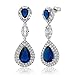 Gem Stone King Pear Shape Blue Simulated Sapphire and Zirconia Drop Women's Dangle Earrings