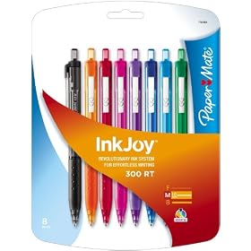 Paper Mate InkJoy 300 RT Retractable Medium Point Ballpoint Pens, Assorted Colors, 8 Pack (1781564): Office Products