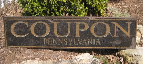 COUPON, PENNSYLVANIA - Rustic Hand Painted Wooden 