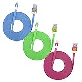 3 Pack HIGH QUALITY 3M (10ft) Heavy Duty Flat Noodle Lightning USB SYNC Cable Charger Cord for Apple iPhone 6, 6 Plus, 5, 5C, 5S, iPad 4, iPad Mini, Ipad Air, Air 2, iPod Touch 5th Gen, Nano 7th Gen, Support Latest IOS 8-pin to USB - blue,green,hotpink