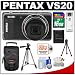 Pentax Optio VS20 20X Optical Zoom Digital Camera (Noble Black) with 16GB Card + 50