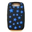 RIM Blackberry Curve 8900 T-Mobile Black Laser Skin Case Rubber Silicone Protector with Diamonds "Blue Stars" Design