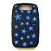 RIM Blackberry Curve 8900 T-Mobile Black Laser Skin Case Rubber Silicone Protector with Diamonds "Blue Stars" Design
