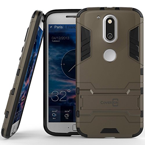 Moto G4 Case, Moto G4 Plus Case, Moto G (4th Gen.) case CoverON [Shadow Armor Series] Hard Slim Hybrid Kickstand Phone Cover for Motorola Moto G4 Plus Moto G4 Moto G (4th Gen.)- Gunmetal Grey