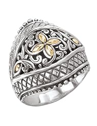 925 Silver Dome Swirl Ring with 18k Gold Accents- Sizes 6-8