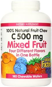 Natural Factors Vitamin C 500 Mg Mixed Fruit   180-Chewables Wafers