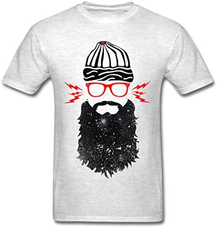 WANLI Hot Sale Men's Nerd Beard Glasses T-Shirts Light oxford XXL