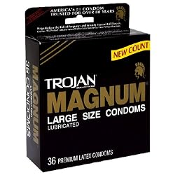 Trojan Magnum Condoms, Lubricated,Large, 36 Condoms (Pack of 2)