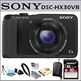 Sony DSC-HX30V/B Cybershot 18.2MP 20X Digital Camera Black, Sony Class 4 32GB SD Card, Targus 3 Foot Mini HDMI Cable,Sony Bag,Accessory Kit
