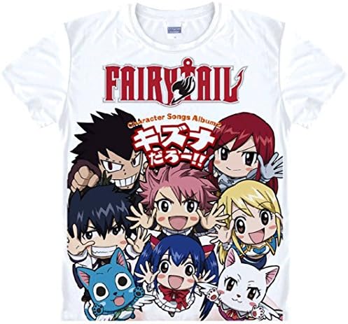 Fairy Tail Short Sleeves Tee T-shirts (XXL (US XL), White)
