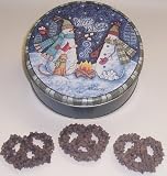 Scott's Cakes 1 lb. Dark Chocolate Covered Pretzel with Chocolate Chips in a Warm Wishes Tin