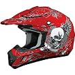 AFX Skull Adult FX-17 MX Motorcycle Helmet w/ Free B&F Heart Sticker Bundle - Red