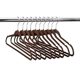 ULTRA SLIM VELVET SUIT HANGERS- SET OF 10- CHOCOLATE BROWN
