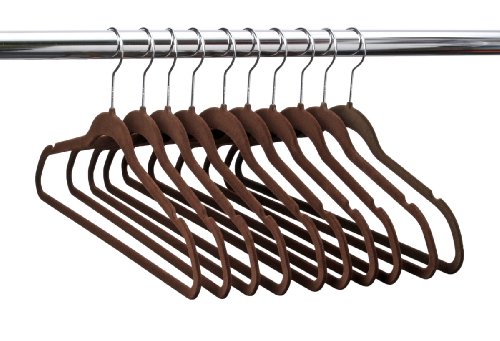ULTRA SLIM VELVET SUIT HANGERS- SET OF 10- CHOCOLATE BROWN