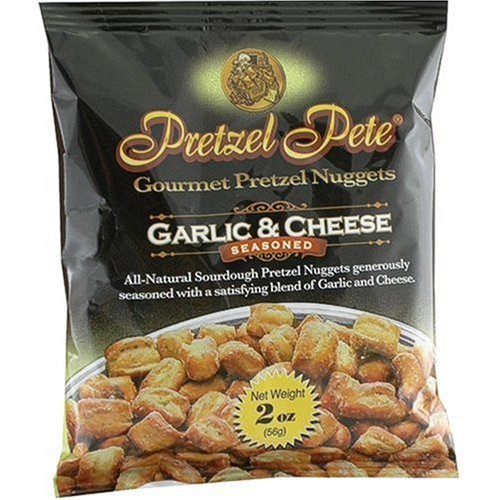 Pretzel Pete Gourmet Pretzel Nuggets, Cheese & Garlic, 2-Ounce Bags (Pack of 36) by Pretzel Pete