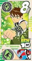 Ben 10 - Age 8 Birthday Card with Badge 5 x 9"